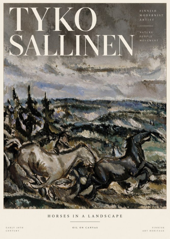 Tyko Sallinen Horses in a Landscape No3 - Plakat