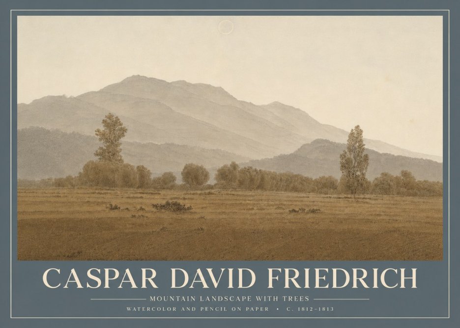 Caspar David Friedrich Mountain Landscape with Trees No4 - Plakat