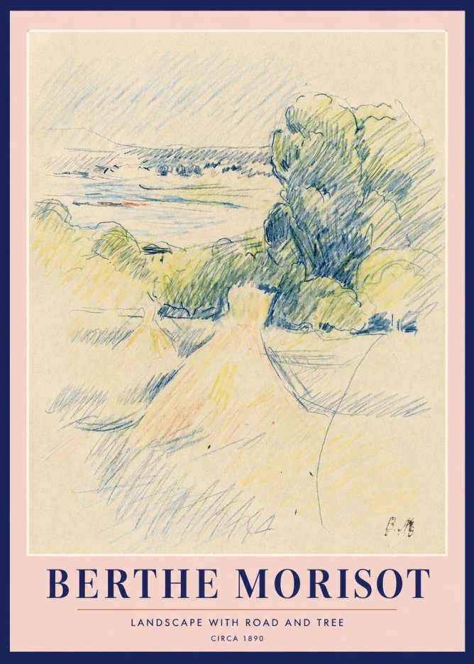 Berthe Morisot Landscape with Road and Tree No2 - Plakat