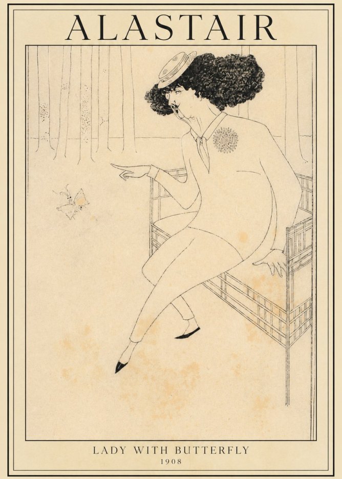 Alastair Lady with Butterfly No1 - Plakat