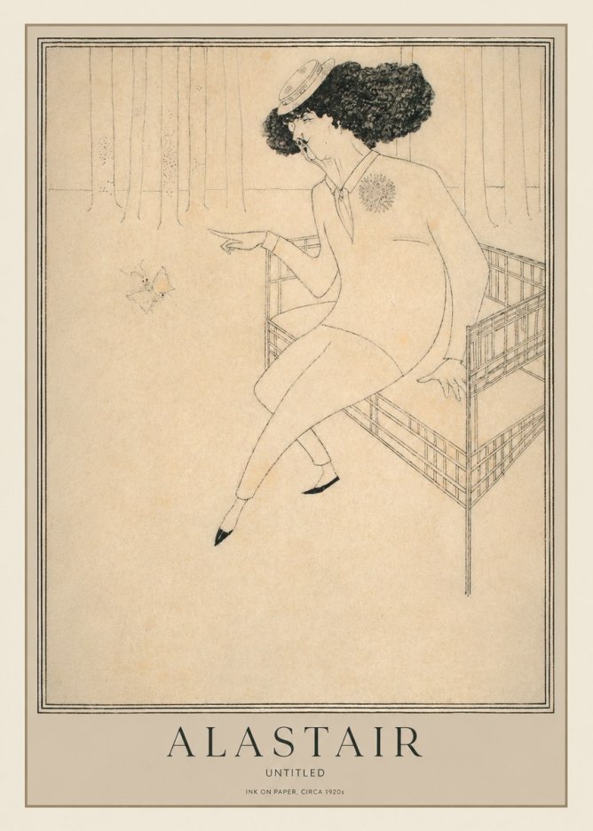 Alastair Lady with Butterfly No2 - Plakat