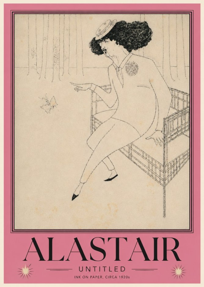 Alastair Lady with Butterfly No6 - Plakat