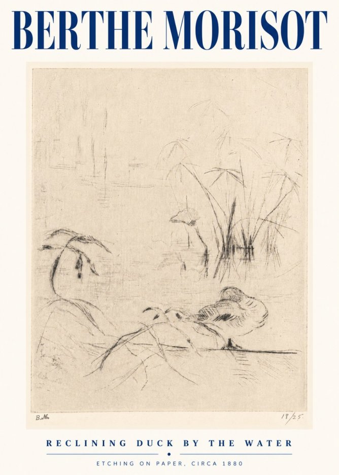 Berthe Morisot Reclining Duck by the Water No5 - Plakat