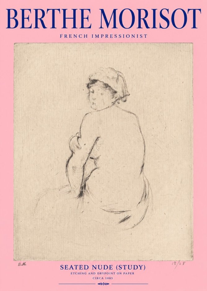 Berthe Morisot Seated Nude (Study) No2 - Plakat
