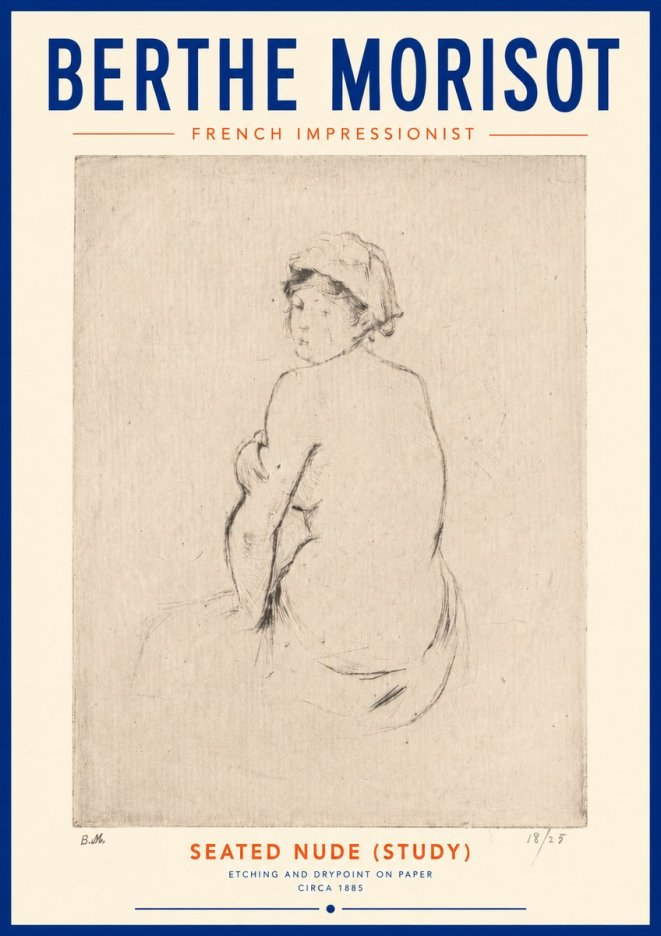 Berthe Morisot Seated Nude (Study) No4 - Plakat