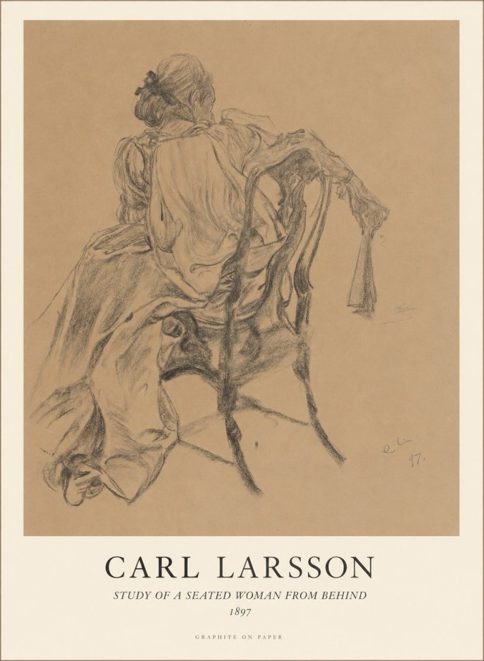 Carl Larsson Study of a Seated Woman from Behind No1 - Plakat