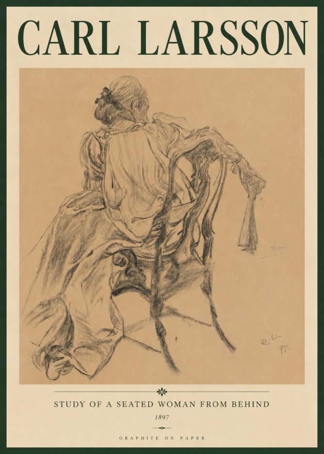 Carl Larsson Study of a Seated Woman from Behind No4 - Plakat