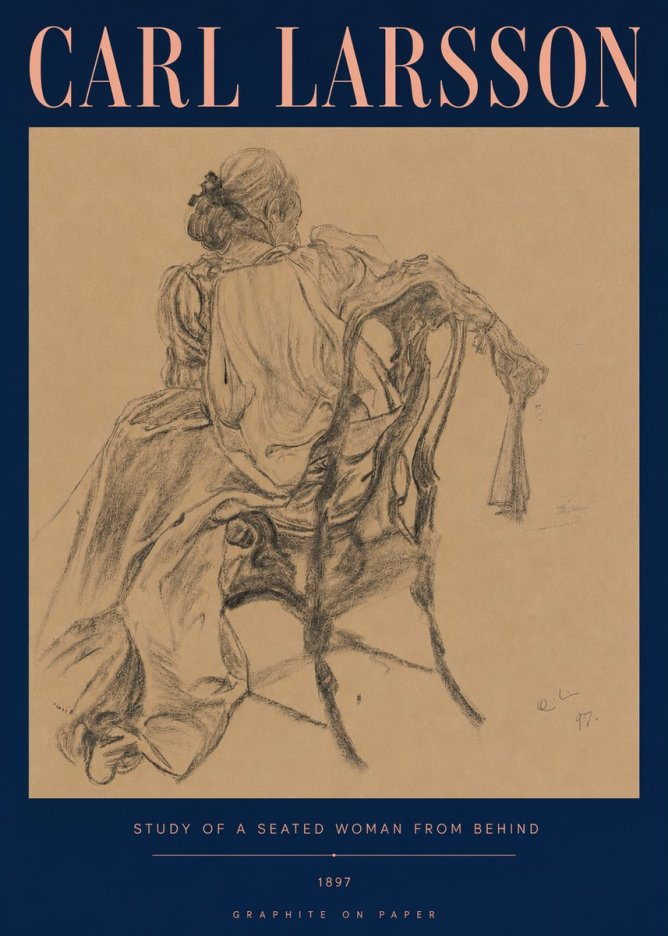 Carl Larsson Study of a Seated Woman from Behind No5 - Plakat