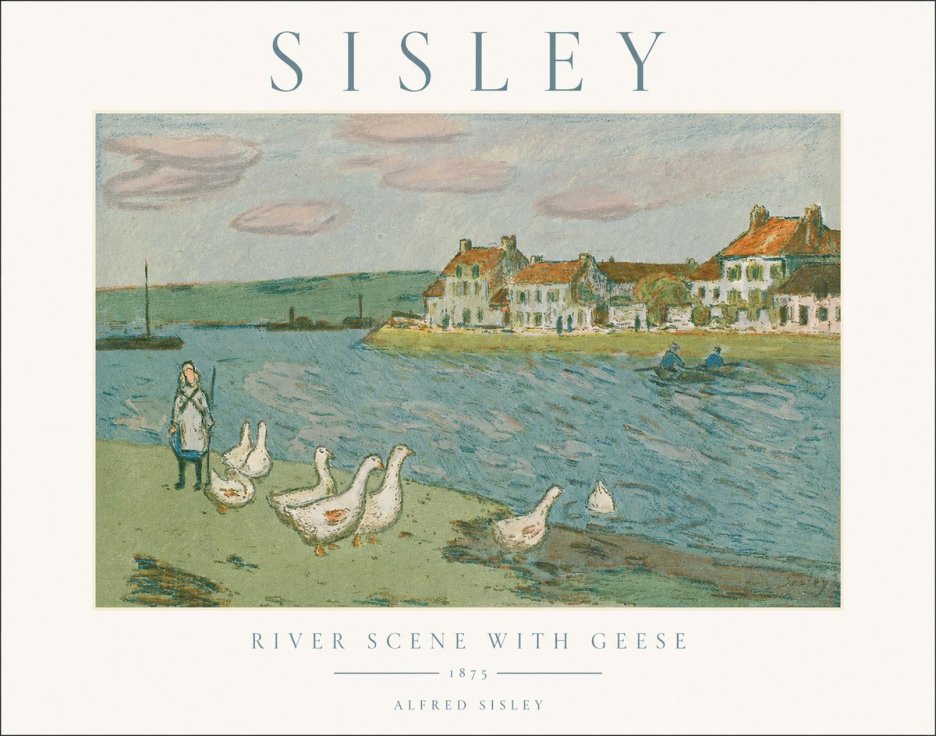 Sisley River Scene with Geese No1 - Plakat