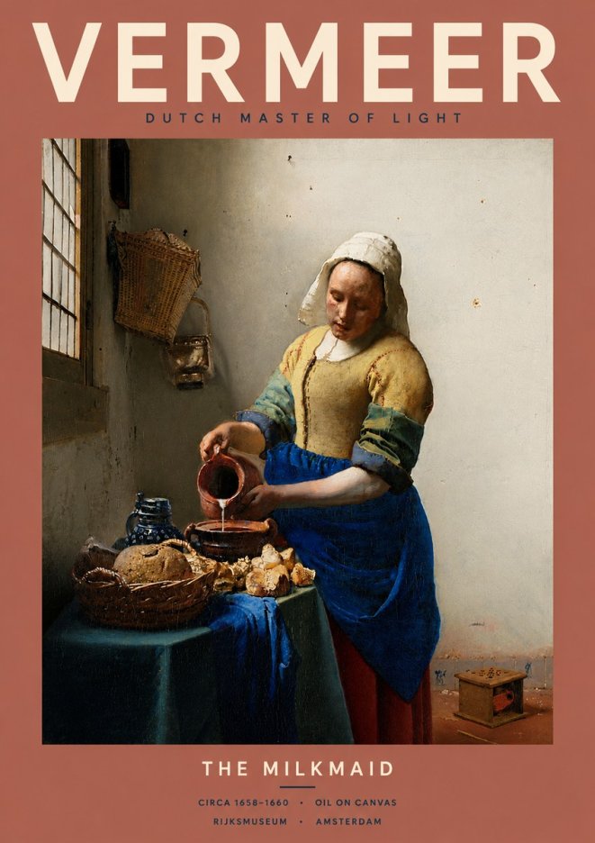 Vermeer The Milkmaid No4 - Plakat