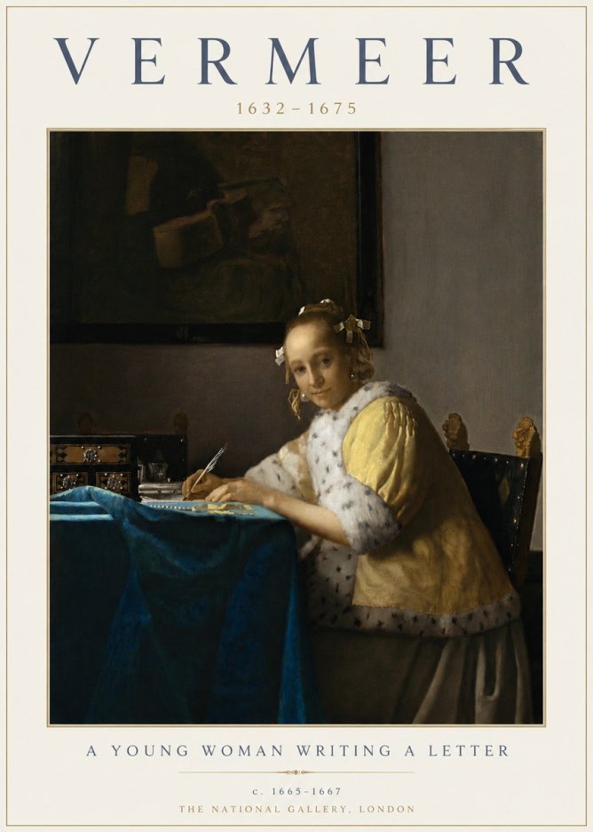 Vermeer A Young Woman Writing a Letter No5 - Plakat