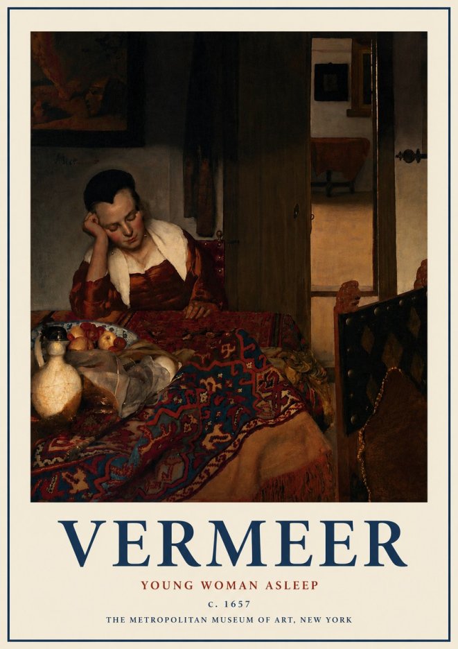 Vermeer Young Woman Asleep No3 - Plakat