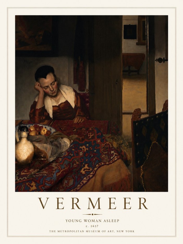 Vermeer Young Woman Asleep No4 - Plakat