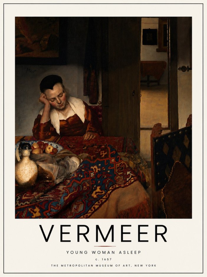 Vermeer Young Woman Asleep No6 - Plakat
