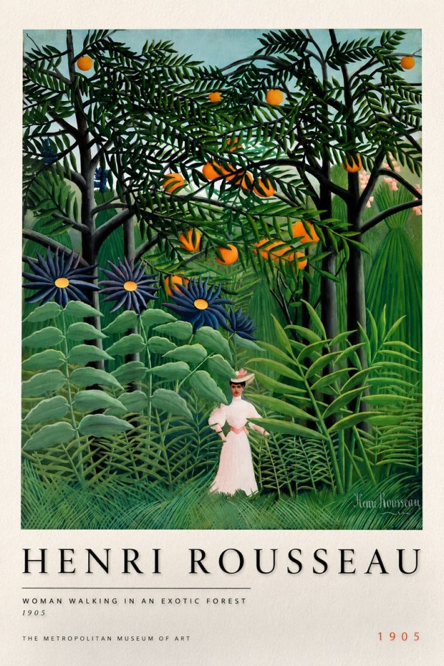 Rousseau Woman Walking in an Exotic Forest No6 - Plakat