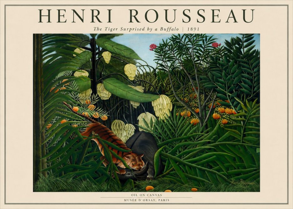 Rousseau The Tiger Surprised by a Buffalo No2 - Plakat