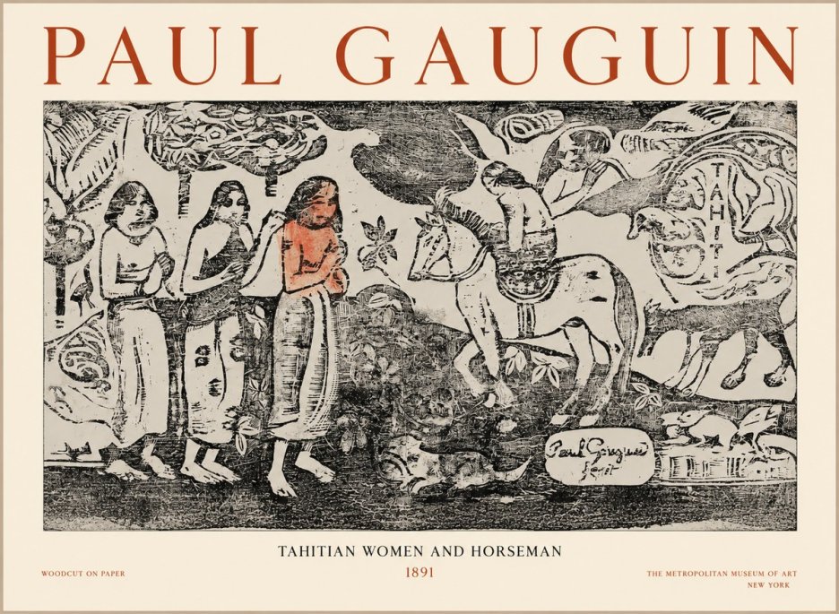 Paul Gauguin Tahitian Women and Horseman No1 - Plakat