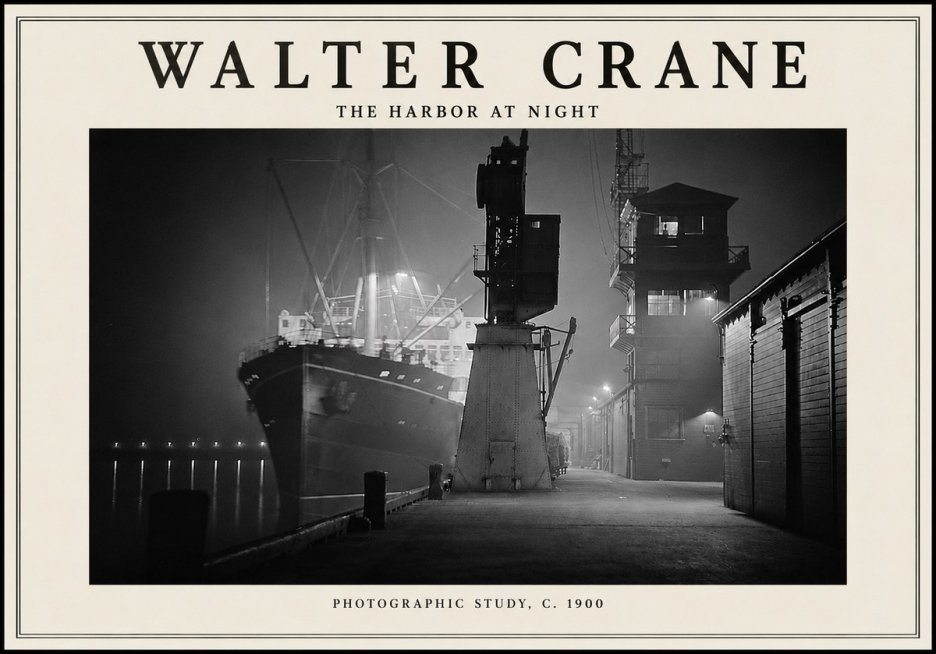 Walter Crane The Harbor at Night No5 - Plakat