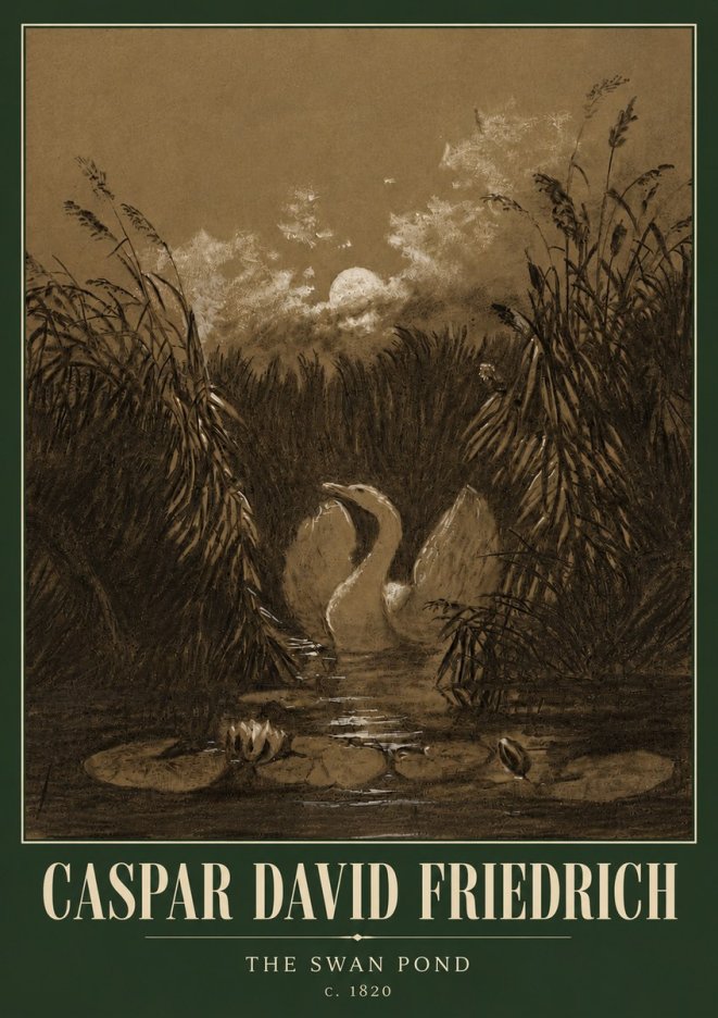 Caspar David Friedrich The Swan Pond No5 - Plakat