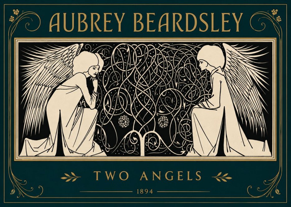 Aubrey Beardsley Two Angels No4 - Plakat