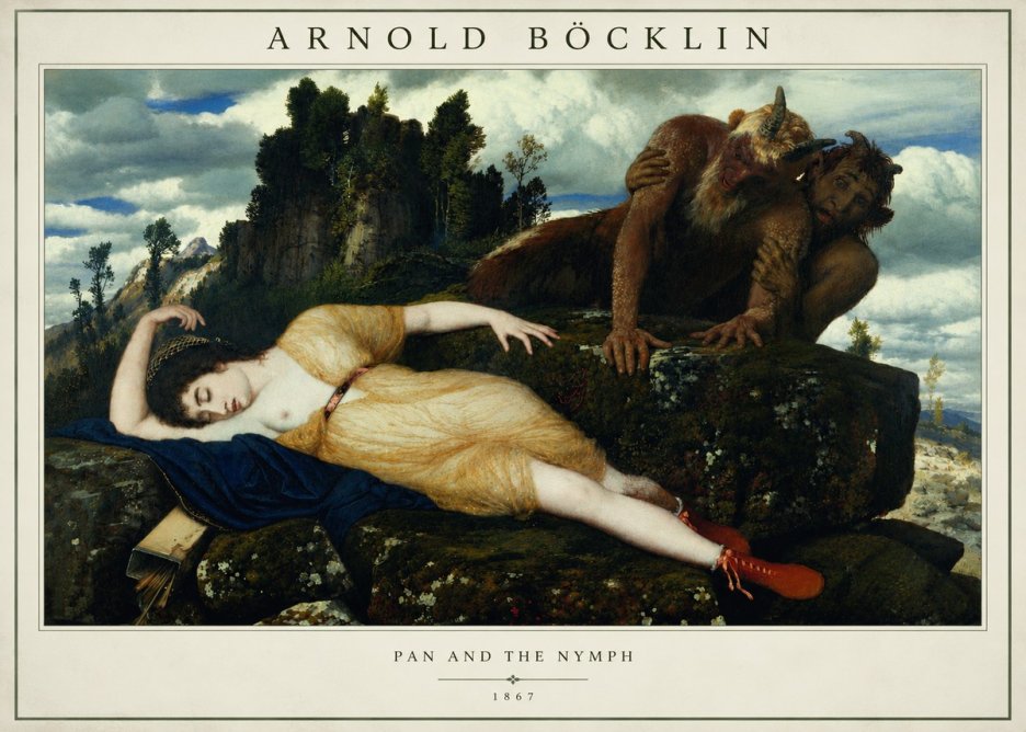 Arnold Böcklin Pan and the Nymph No2 - Plakat