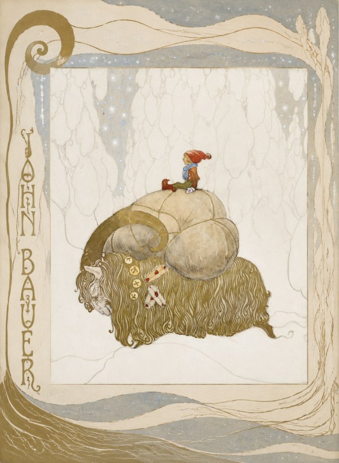 John Bauer The Boy and the Musk Ox No6 - Plakat