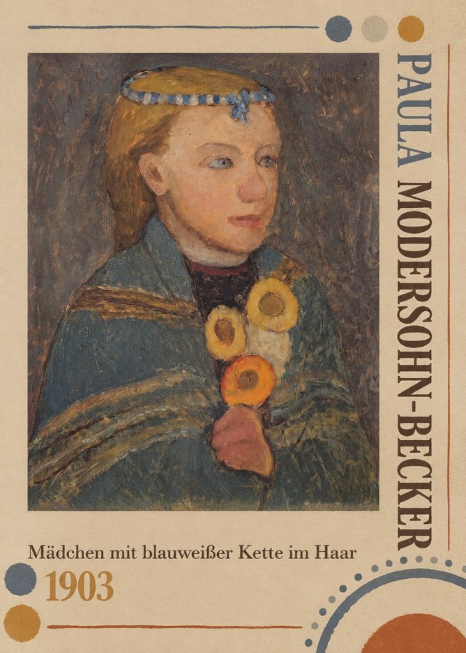 Paula Modersohn-Becker Mädchen Mit Blauweißer Kette Im Haar No4 - Plakat