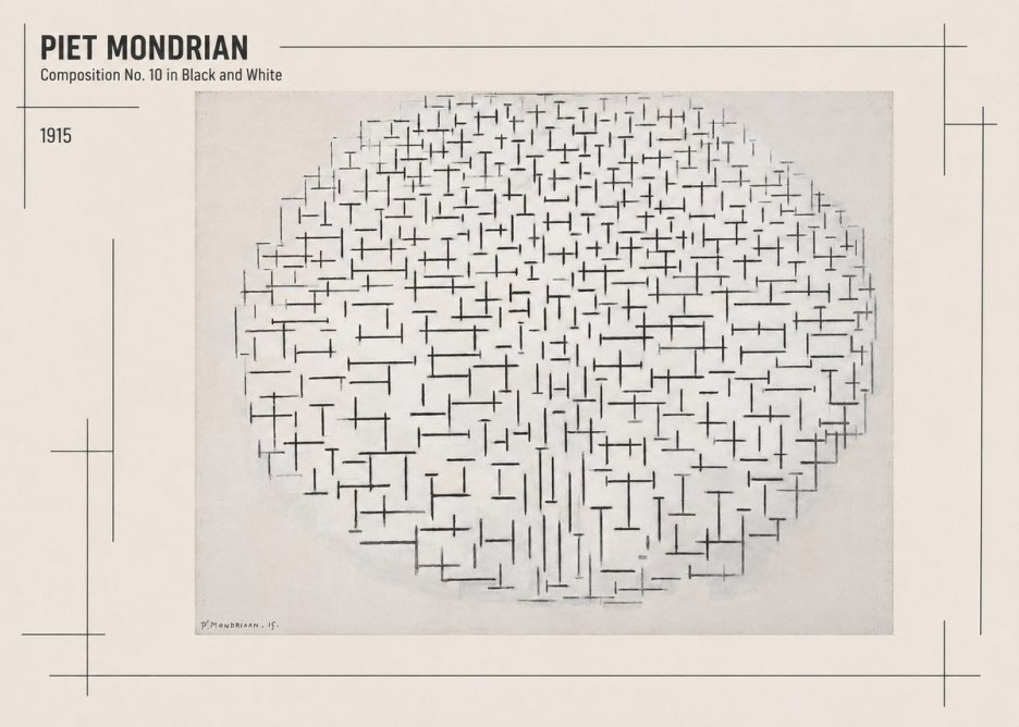 Piet Mondrian Composition 10 in Black and White No2 - Plakat