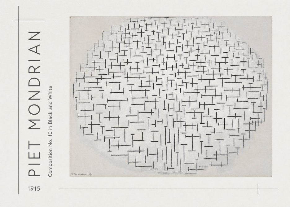 Piet Mondrian Composition 10 in Black and White No3 - Plakat