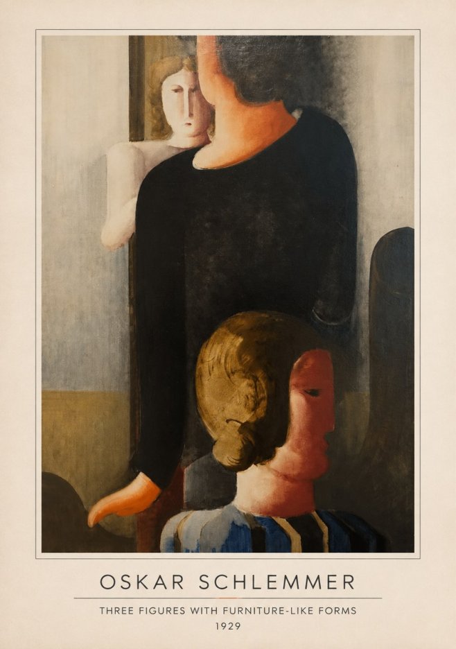 Oskar Schlemmer Three Figures with Furniture-like Forms No4 - Plakat