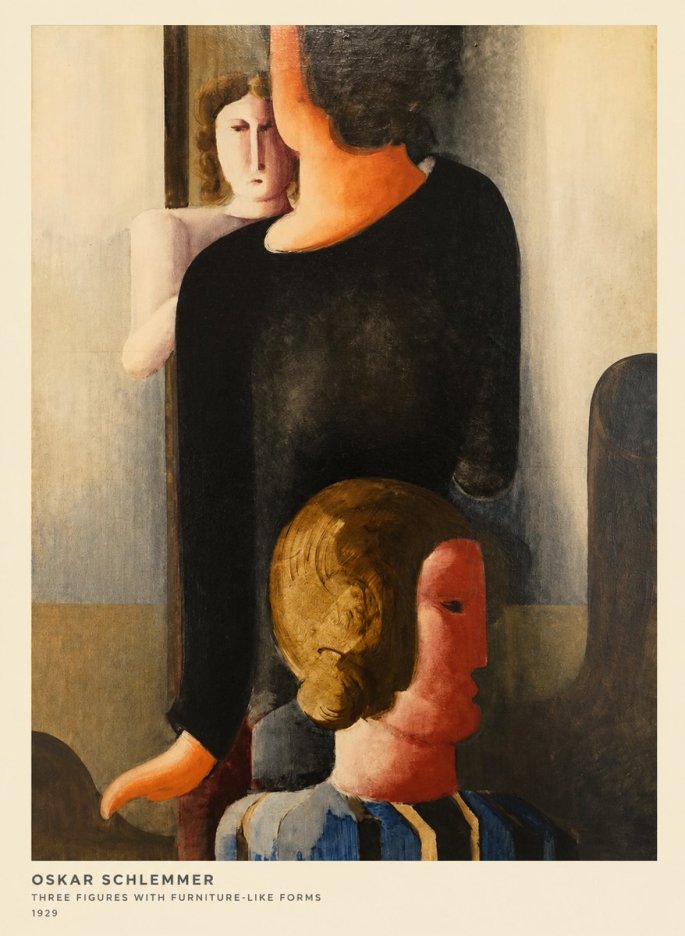 Oskar Schlemmer Three Figures with Furniture-like Forms No6 - Plakat