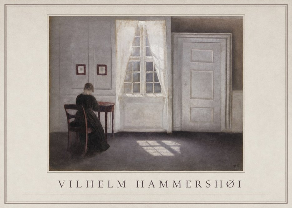 Vilhelm Hammershøi Interior with a Woman at a Table No1 - Plakat