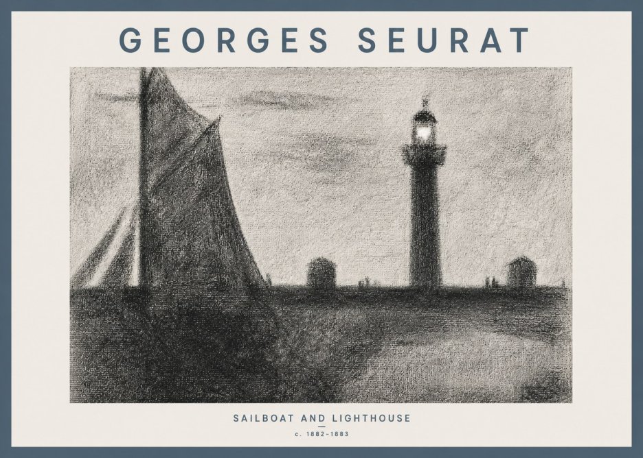 Seurat Sailboat and Lighthouse No4 - Plakat