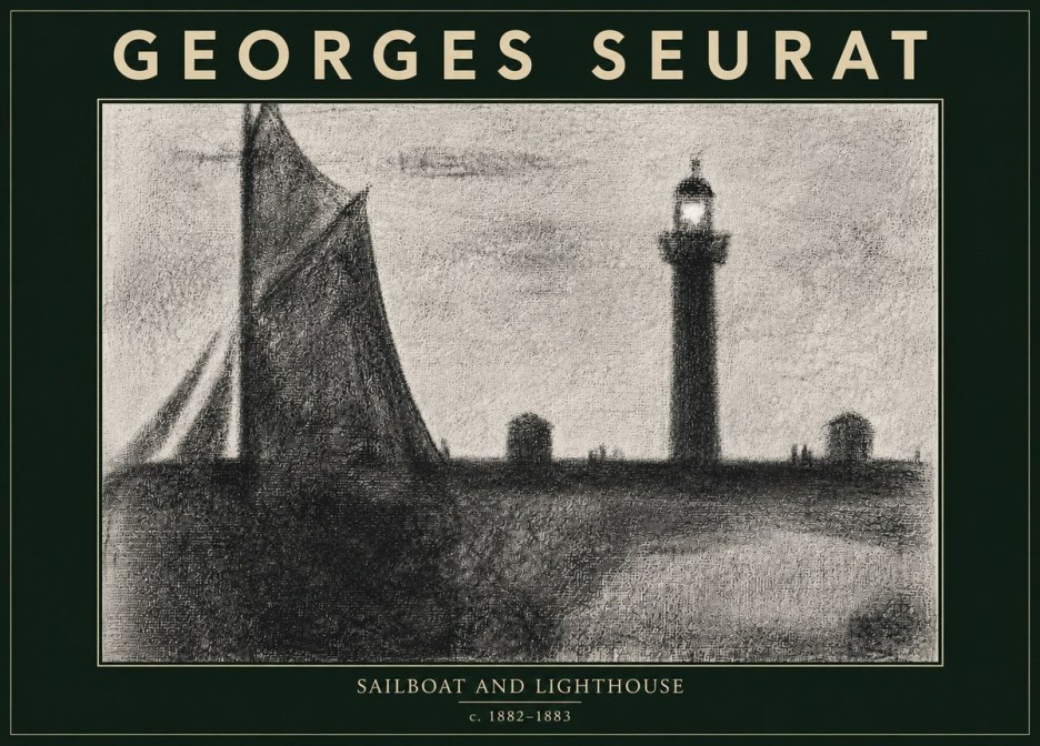 Seurat Sailboat and Lighthouse No5 - Plakat