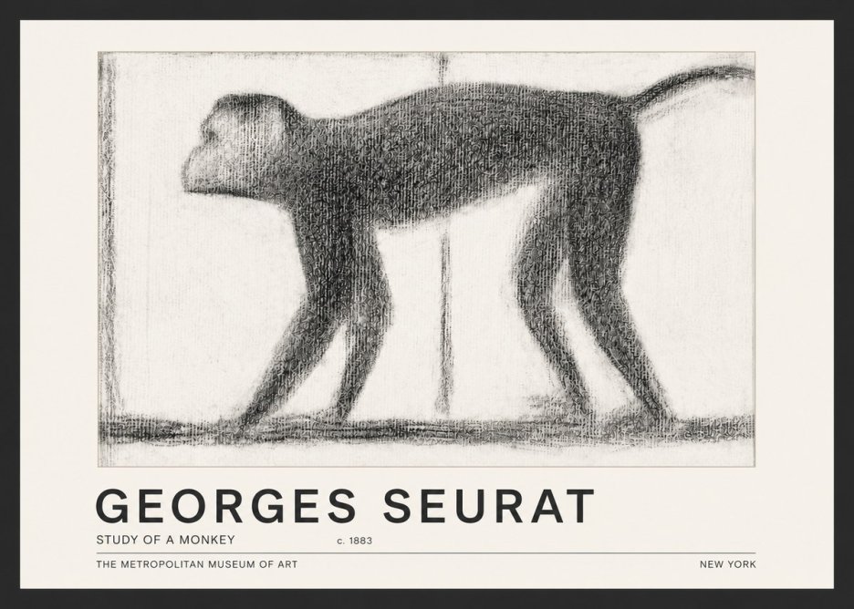 Seurat Study of a Monkey No5 - Plakat