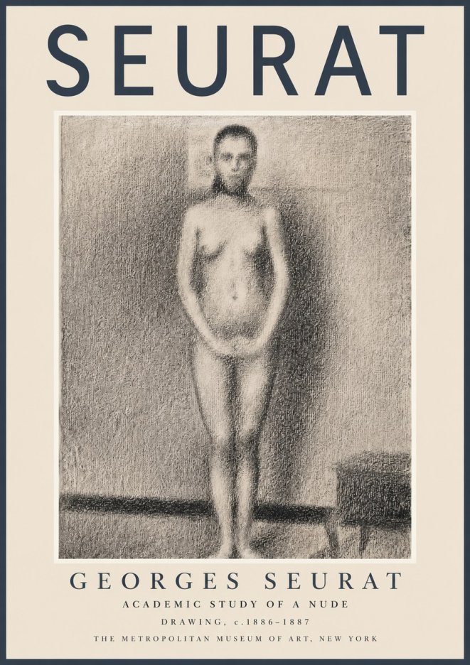 Seurat Academic Study of a Nude No2 - Plakat