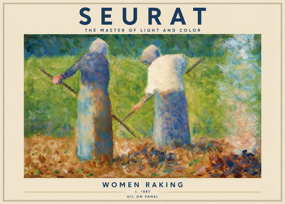 Seurat Women Raking No5 - Plakat