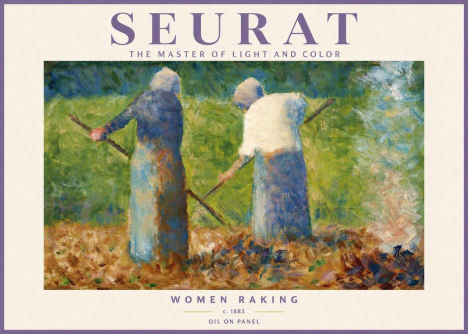 Seurat Women Raking No6 - Plakat