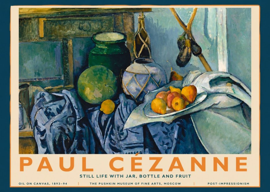 Paul Cézanne Still Life with Jar, Bottle and Fruit No3 - Plakat