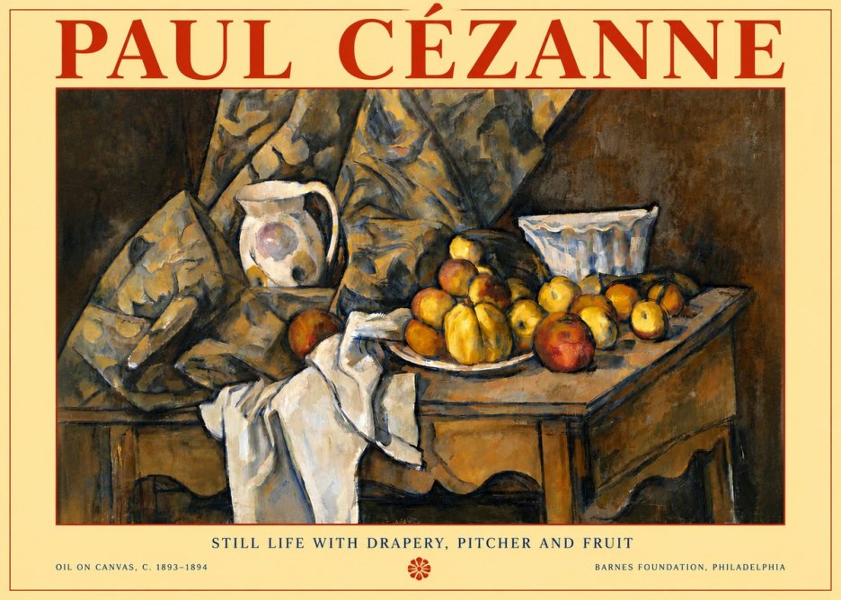 Paul Cézanne Still Life with Drapery, Pitcher and Fruit No6 - Plakat