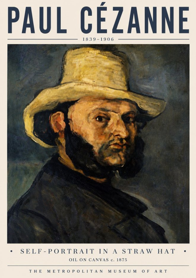 Paul Cézanne Self-portrait in a Straw Hat No6 - Plakat