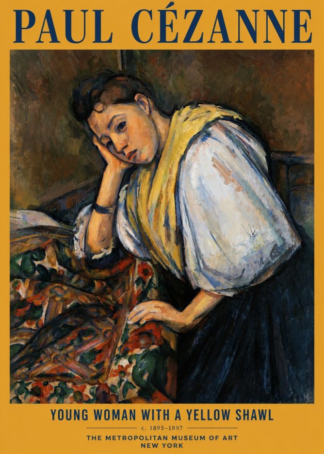 Paul Cézanne Young Woman with a Yellow Shawl No2 - Plakat