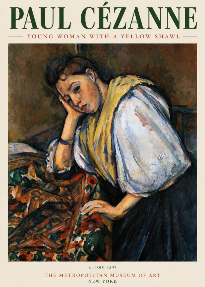 Paul Cézanne Young Woman with a Yellow Shawl No3 - Plakat