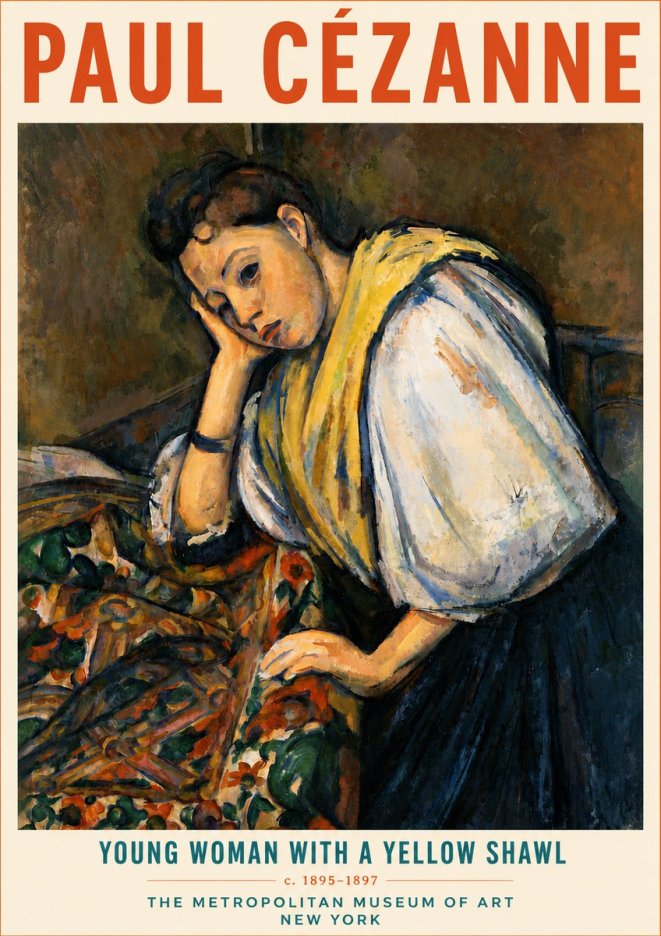 Paul Cézanne Young Woman with a Yellow Shawl No5 - Plakat
