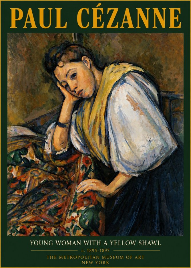 Paul Cézanne Young Woman with a Yellow Shawl No6 - Plakat