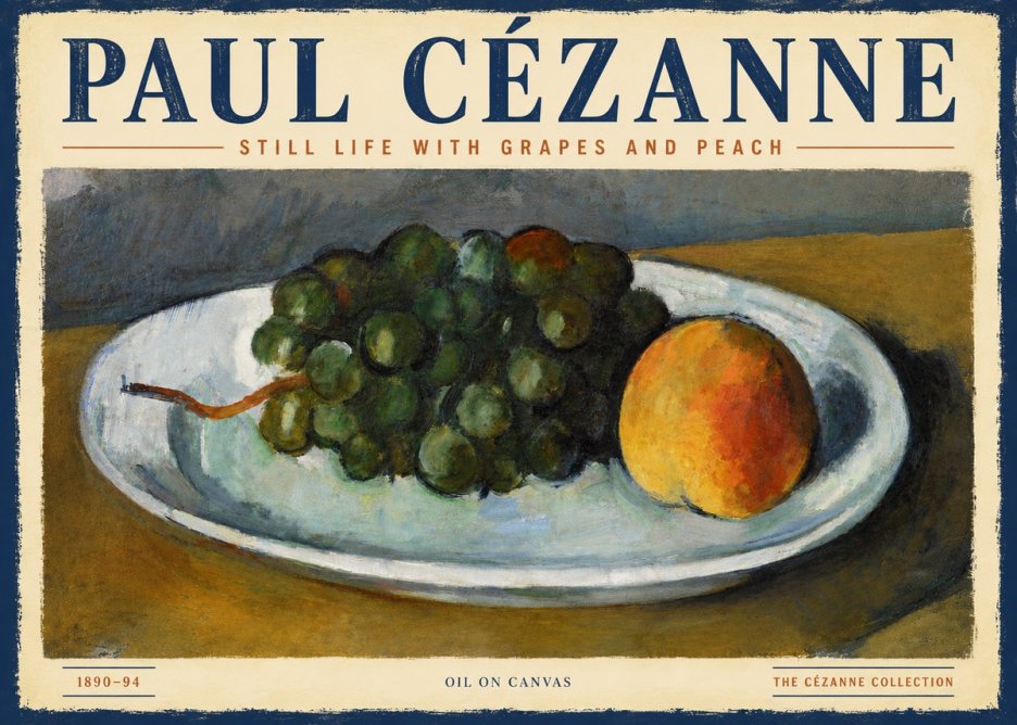 Paul Cézanne Still Life with Grapes and Peach No4 - Plakat