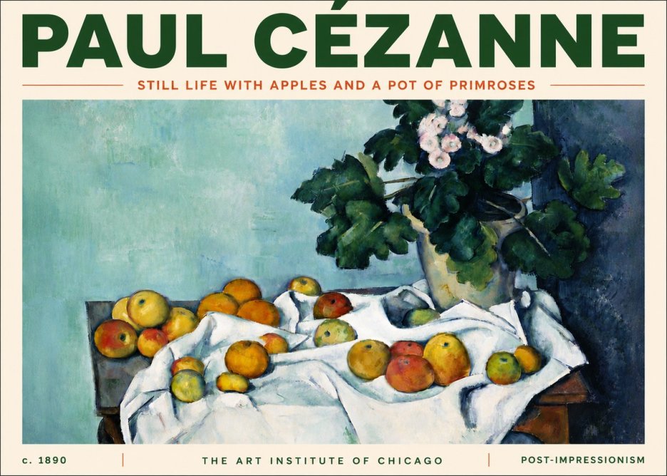 Paul Cézanne Still Life with Apples and a Pot of Primroses No5 - Plakat