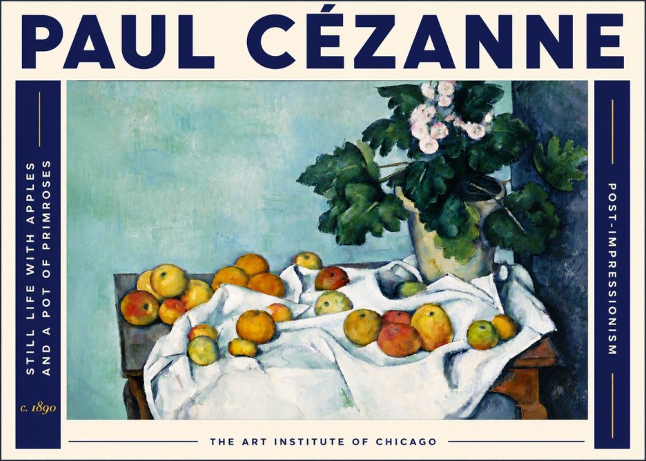 Paul Cézanne Still Life with Apples and a Pot of Primroses No6 - Plakat