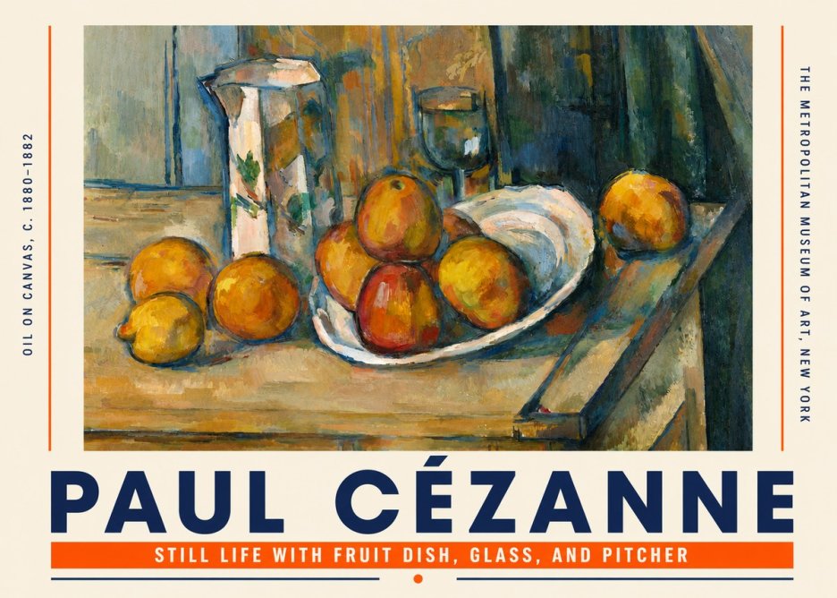 Paul Cézanne Still Life with Fruit Dish, Glass, and Pitcher No4 - Plakat