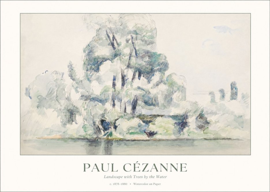 Paul Cézanne Landscape with Trees by the Water No1 - Plakat
